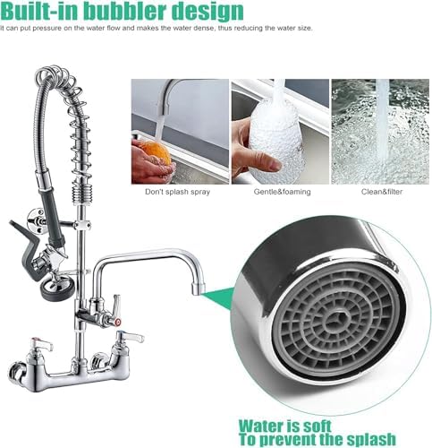 Commercial Wall-Mount Kitchen Faucet, Polished Chrome, 25" Height