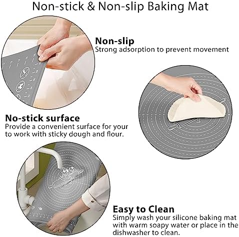 Silicone Baking Mat 32x24 inch, Extra Thick Non-stick Pastry Mat with