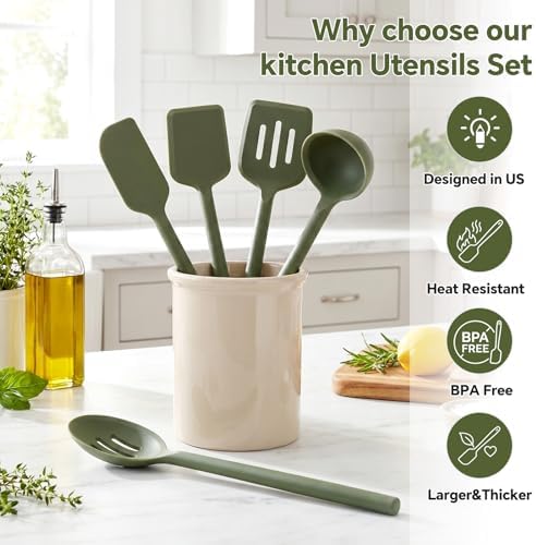 5-Piece Silicone Kitchen Utensil Set, Extra Long