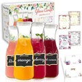 Set Of 4 Glass Carafes & Pitchers For Mimosa Bar Supplies, 1 Liter