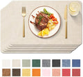 Maxpearl Faux Leather Placemats Set of 6, Easy to Clean, Beige