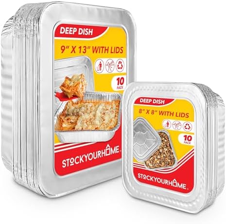 Disposable Foil Pans with Lids (Set of 20) Heavy Duty Aluminum Pans