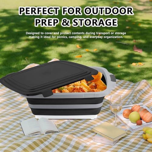 XL Collapsible BBQ Prep Tub with Lid (4.22 Gal / 16L) – Foldable