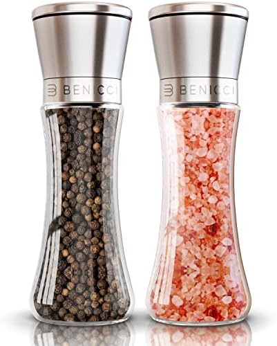 Salt and Pepper Grinder Set, 2 Pack, Stainless Steel