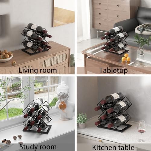 Countertop Wine Rack, 6 Bottles Wine Storage Capacity, Modern Corner