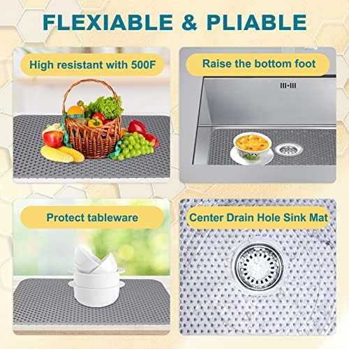 Bestjing Silicone Sink Protector, 26" x 14", Gray