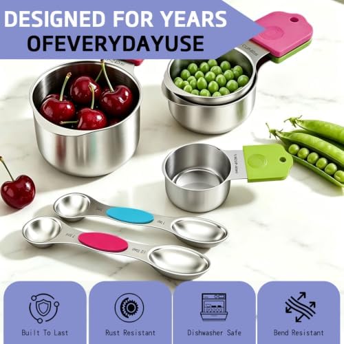 Stainless Steel Magnetic Measuring Cups and Spoons Set, 5 Nesting