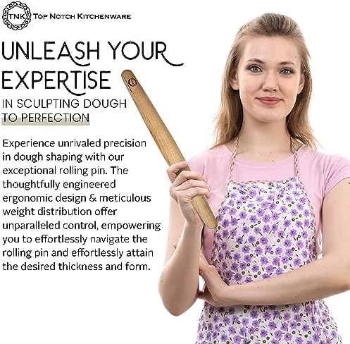 Top Notch Kitchenware | Sugar Maple French Style Rolling Pin | Tapered