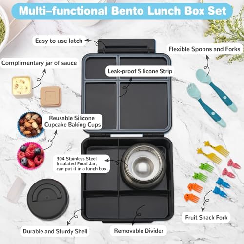Bento Lunch Box with 9.5oz Soup Thermo, Black