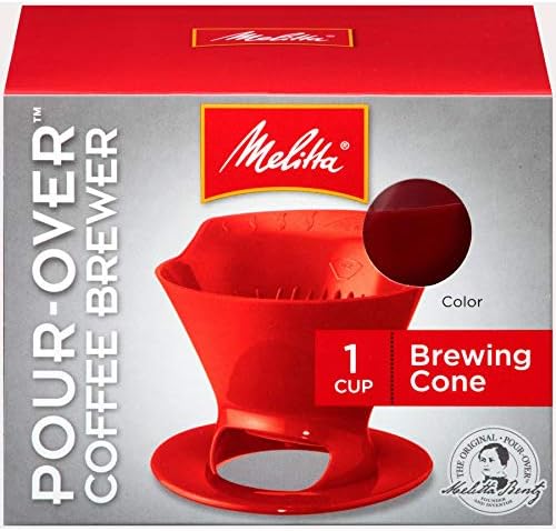 Melitta Single Cup Pour-Over Cone Brewer, Red, Pack of 8
