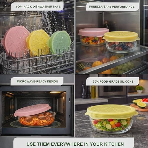 Silicone Stretch Lids, 6 PCS, Reusable Food Covers