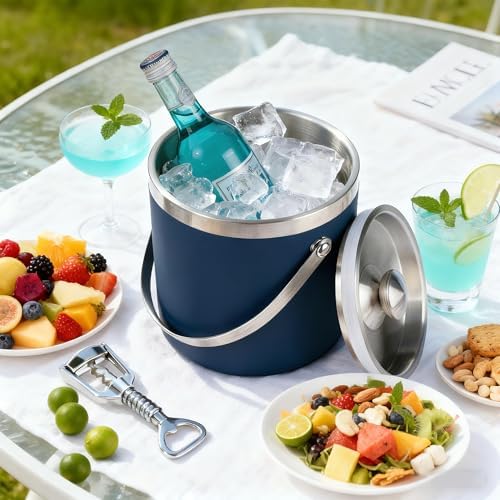 3L Double-Wall Insulated Stainless Steel Ice Bucket for parties