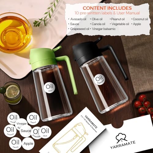 YARRAMATE 16oz/470ml Clear and Dark Green Oil Sprayer (Black)