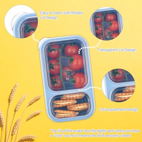 DOSEWART 12Pack 2-Compartment Reusable Snack Containers with Lids