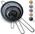 Kyraton Black Fine Mesh Strainer 3 Pieces Set, Flour Sifter For