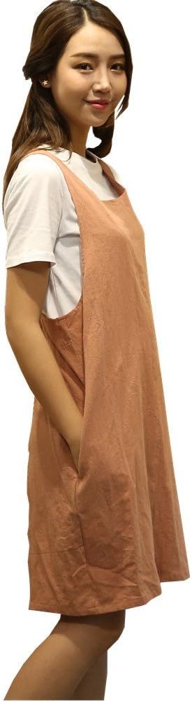 Cotton Linen Japanese Apron Halter Cross Back Bandage X Shape Aprons Two Pockets - Image 3