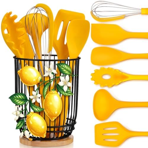 7 Pcs Lemon Kitchen Decor and Accessories Silicone Cooking Utensils