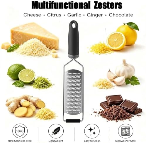 Cheese Grater & Lemon Zester,Stainless Steel Hand Grater for Garlic