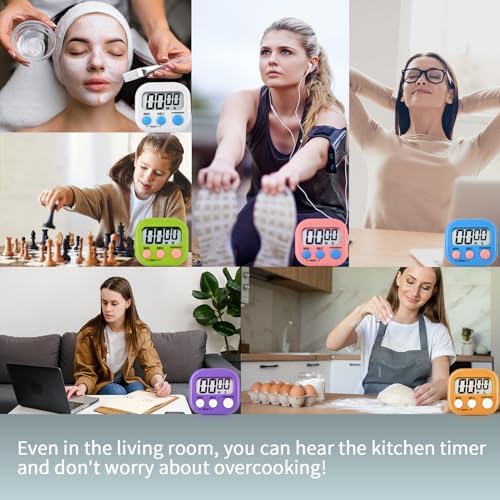 6-Pack Magnetic Digital Kitchen Timers, Multicolor
