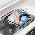Expandable In Sink Dish Drying Rack with Utensil Holder