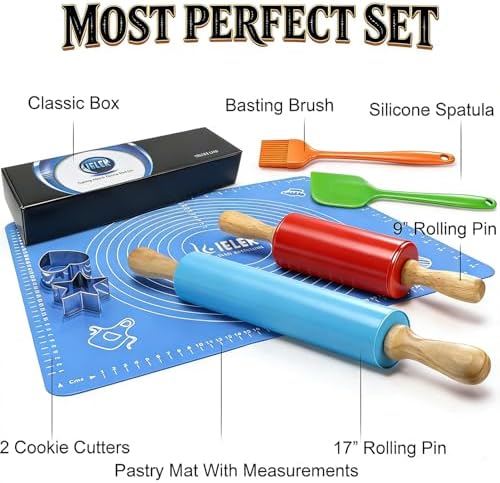 Non-Stick Rolling Pin Silicone Basting Pastry Mat Spatula Brushes