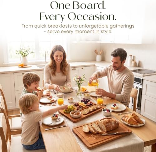 3-Piece Bamboo Cutting Boards - Large Wood Cutting Boards for Kitchen