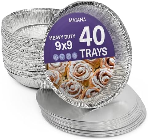 MATANA 40 Pack 9 Inch Round Aluminum Foil Pie Pans with Lids, Pie Tins