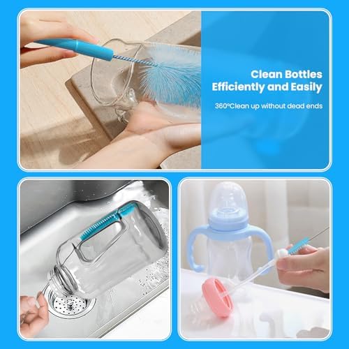 Bottle Brush, Straw Cleaner Brush & Water Bottle Brush,5 Pack Blue