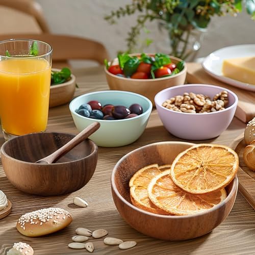 muso wood Acacia Dipping Bowls, Small Wooden Bowls, 2.5 oz, 4 Pack