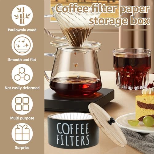 Coffee Filter Holder, Wooden Large Capacity Rustic Coffee Filter