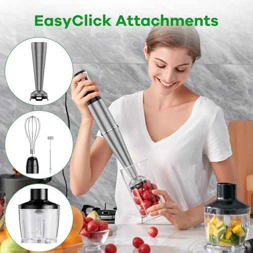 Turelar Immersion Blender Handheld Corded, 1100W 5 in 1 Hand Blender