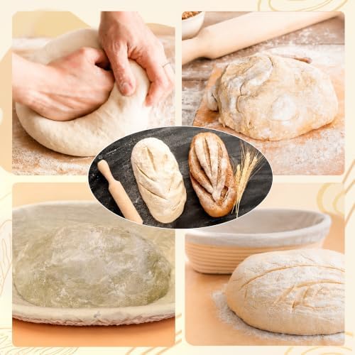 Sourdough Bread Baking Supplies, 2 Pack Banneton Baskets, 10 Inch