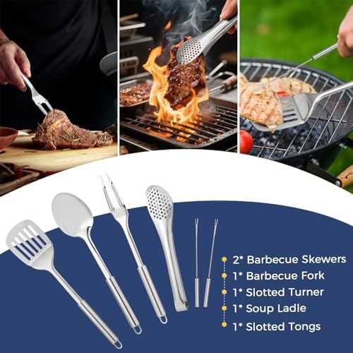 THTYBROS 34-Piece Stainless Steel Camping Utensil Set