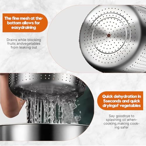 Stainless Steel Salad Spinner, 6L Salad Spinner, Lettuce Spinner