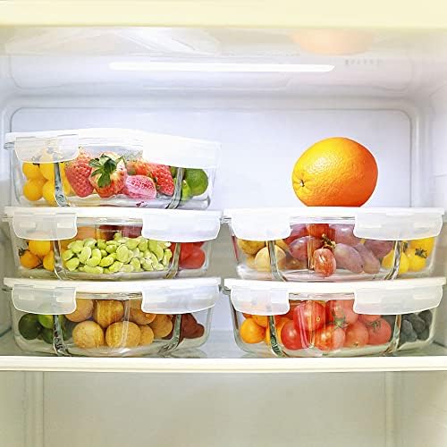 DAS TRUST 3 Pack Bento Box Glass Meal Prep Containers - 3 Compartment