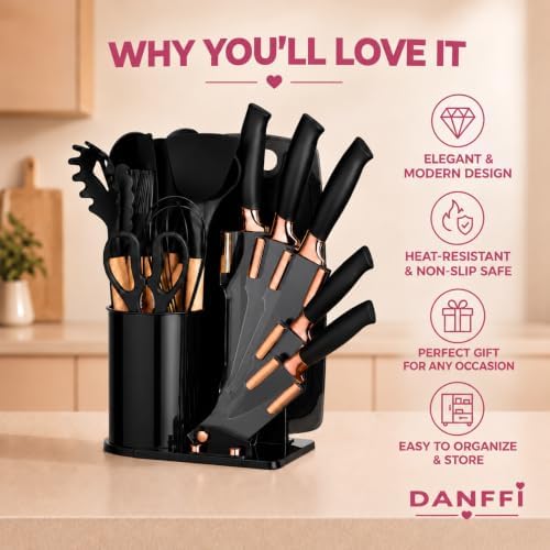 19-Piece Black Kitchen Utensils Set