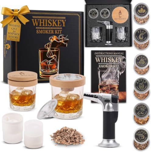Whiskey Smoker Kit with Torch - Unique Bourbon Birthday Gifts for Men