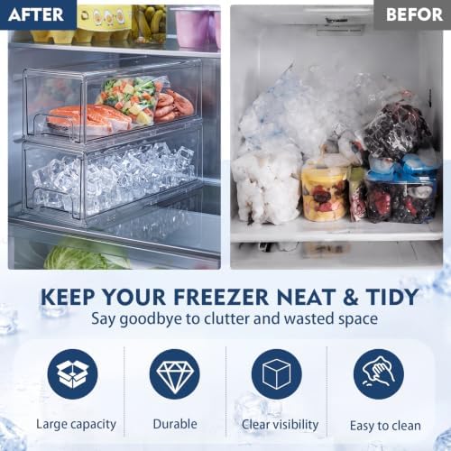 Havawish 2 Set Ice Container for Freezer with Scoop, PET, Medium