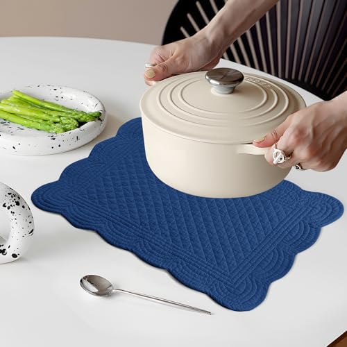 6 PC Quilted Placemats, 18"X13"Extra Large Cotton Placemats Set of 6