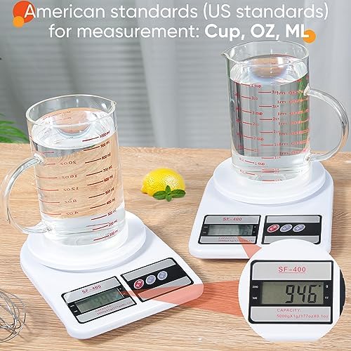 4 Cup Glass Measuring Cup with Handle, 77L High Borosilicate Glass
