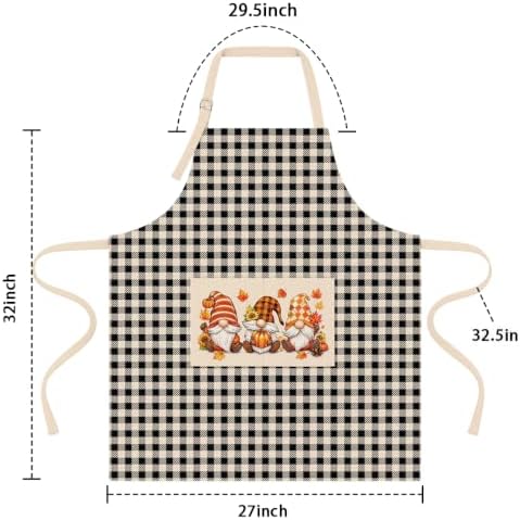 OccuPied Fall Aprons with Pockets for Women Pumpkins Leaves Kitchen