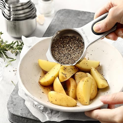 Spring Chef Stainless Steel Magnetic Measuring Cups, Set of 7, Black &