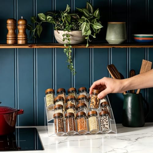 Spice Drawer Organizer, Clear Acrylic Slanted Spice Rack, Adjustable