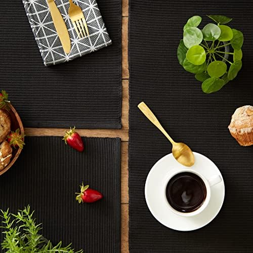 DII Basic Everyday Ribbed Tabletop 100% Cotton, Placemat Set, 13x19