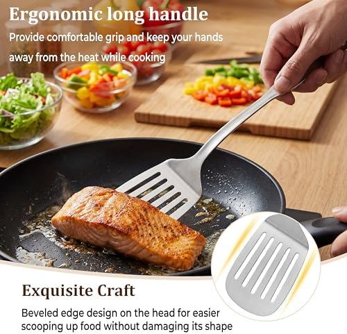 TeamFar Stainless Steel Cooking Utensils Set, 7 Pcs Metal Kitchen