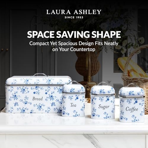 Laura Ashley China Rose Large Bread Box for Kitchen Countertop - Breadbox
