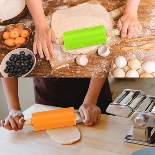 4 Pack Mini Rolling Pin for Kids 9 Inch, Non-Stick Wooden Handle