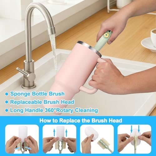XANGNIER 5-in-1 Bottle Cleaning Brush Set, 7-Piece
