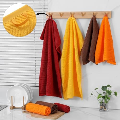 100% Cotton Kitchen Towels and Dishcloths Set, Pack of 8 Super