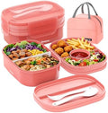 2 Layers Bento Box, All-in-One Stackable Lunch Container with